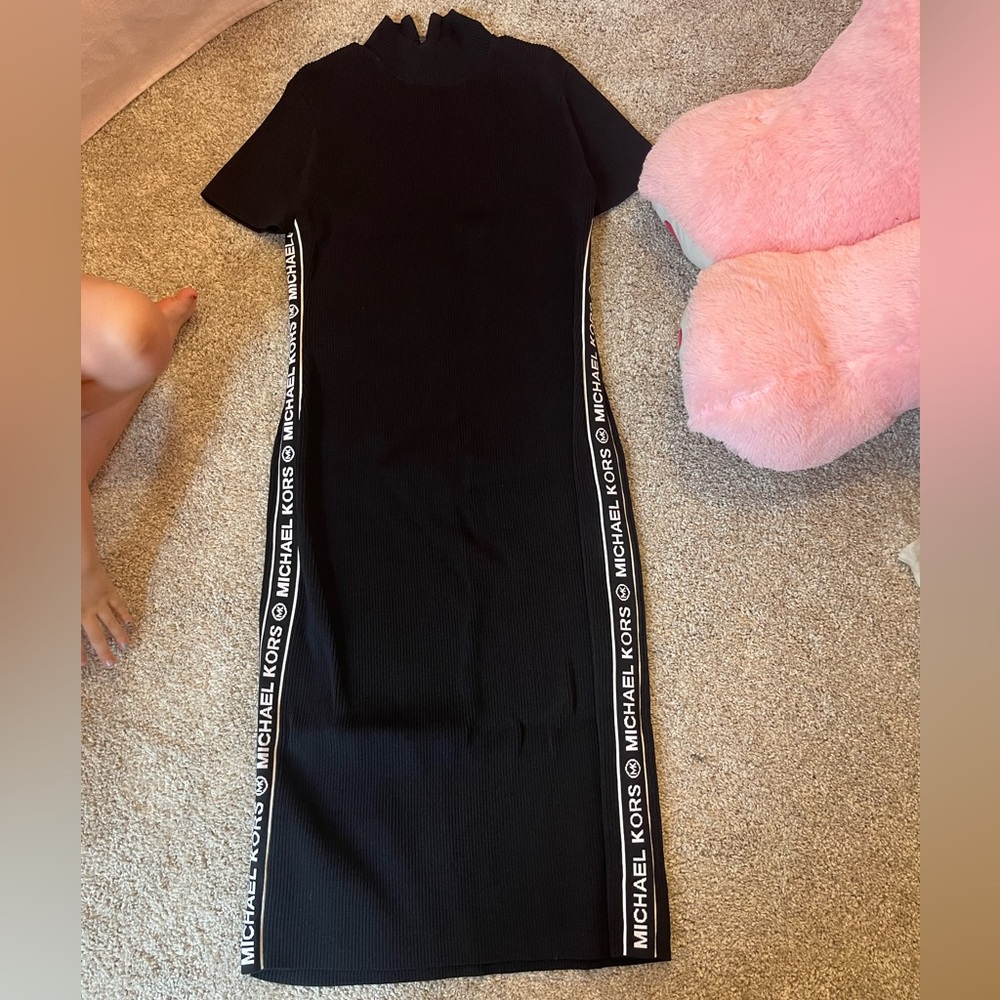 Michael Kors stretch knit mock neck dress with Logo detail